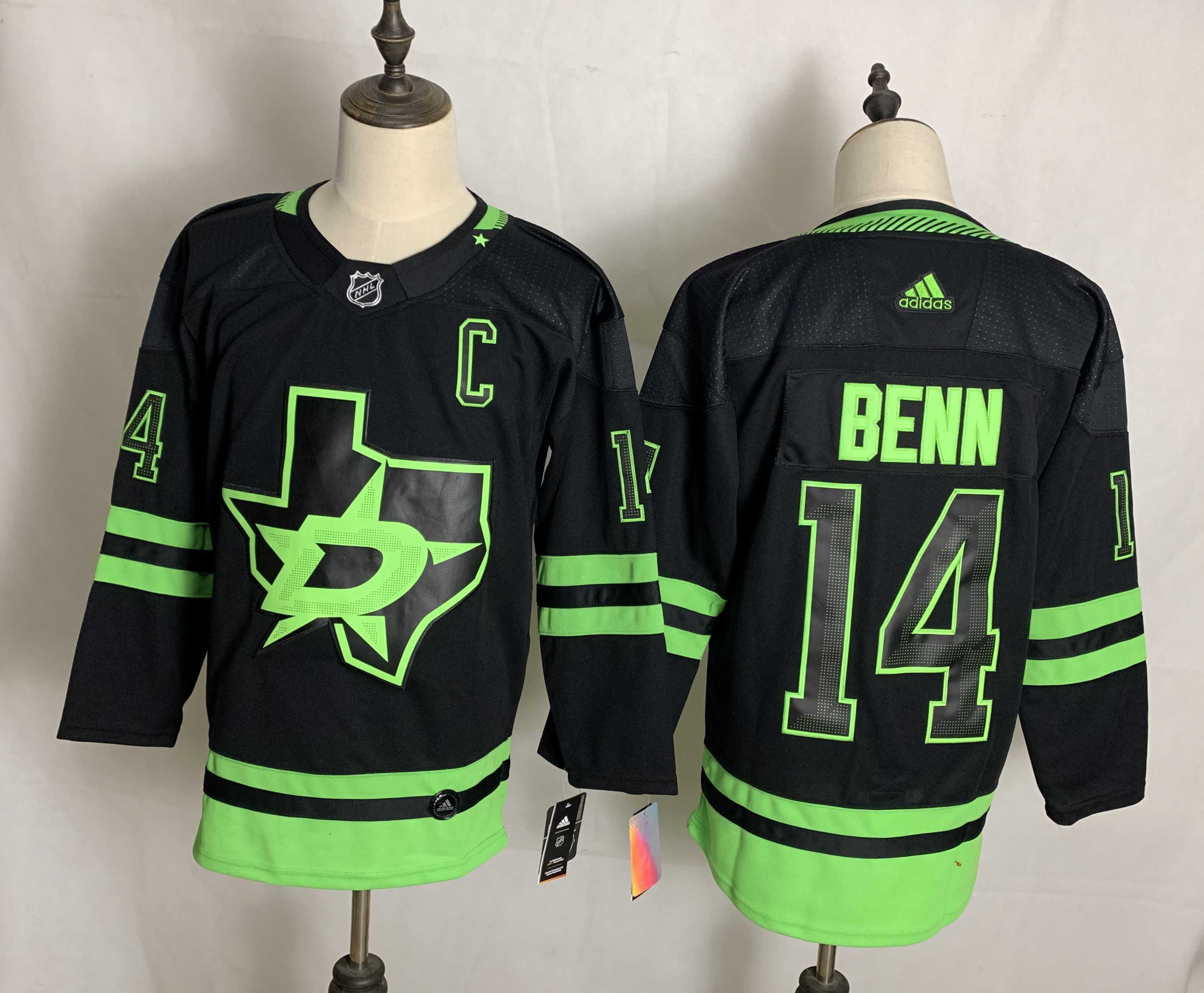 Men Dallas Stars 14 Benn Black Authentic Stitched 2020 Adidias NHL Jersey